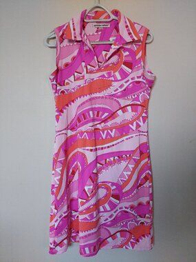 Barbara Gerwit Size M Sleeveless Polo Dress Vibrant Designer Prints